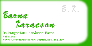 barna karacson business card